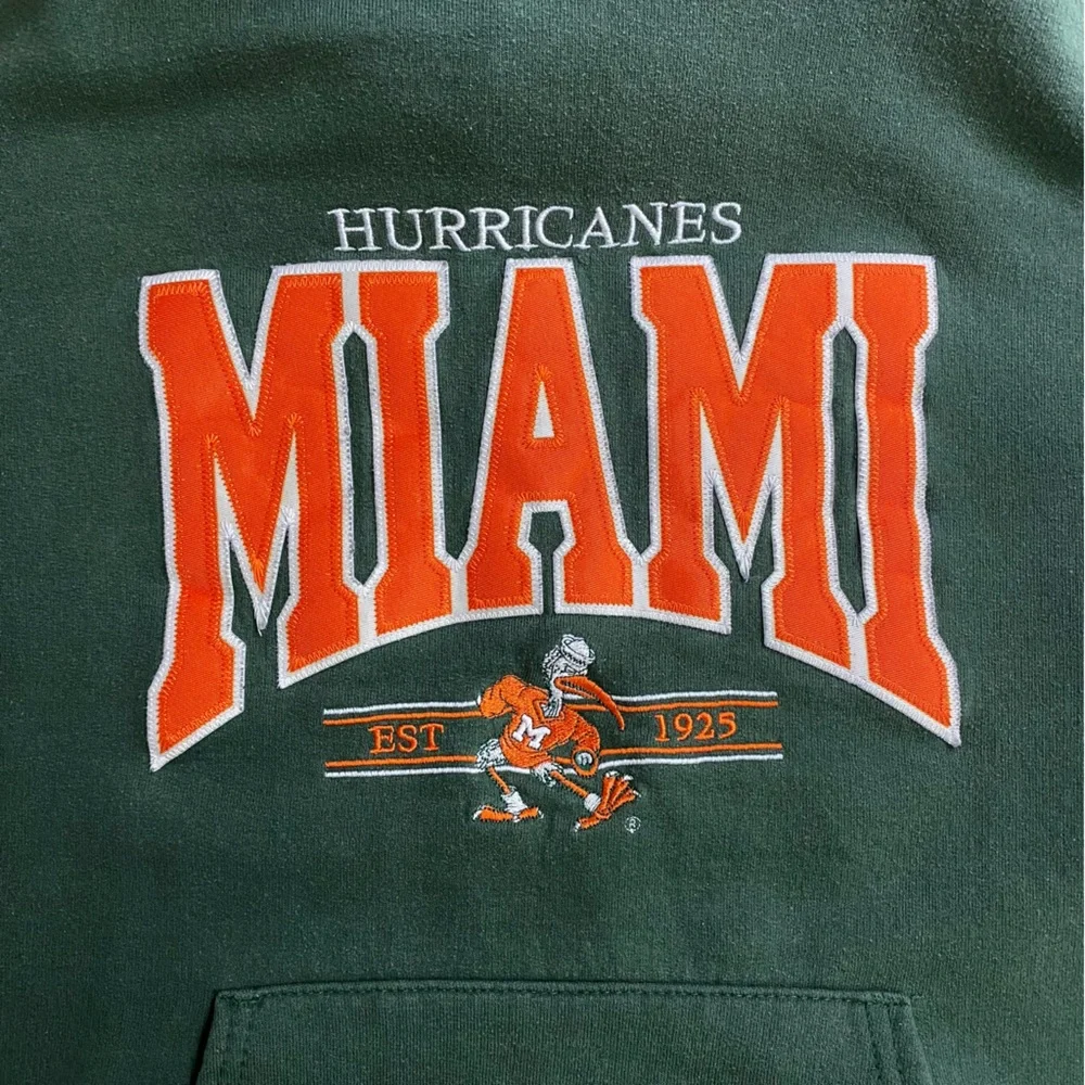 Champion Green Orange Miami Hurricanes Hoodie S Streetwear Collegiate Preppy - Picture 3 of 16